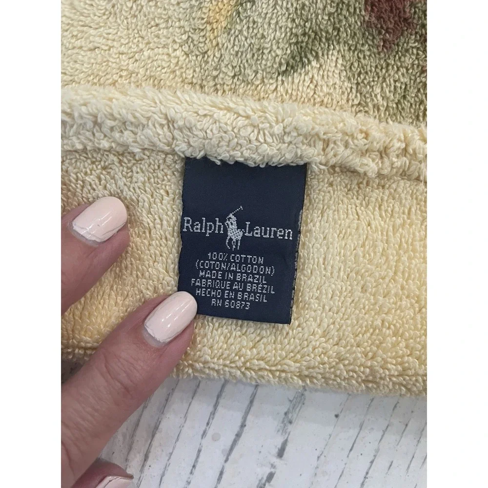 Vtg 3‎ pc Ralph Lauren Kathleen Bath Towel Set Bath Hand Face Cloth Yellow Roses
